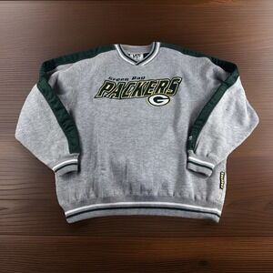 Vintage Green Bay Packers Lee Sport Sweater Mens M Gray Pullover Sweatshirt Y2K